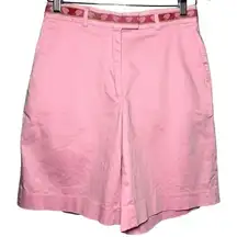 Lilly Pulitzer White Label Women Size 4 Pink Strawberry Waistband Bermuda Shorts