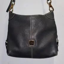 VNTG Dooney And Bourke Frederica Crossbody Purse BLACK ON BLACK LEATHER Fredrica