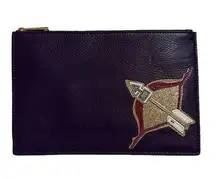 Diane von Furstenberg NWT Purple Leather Sagittarius Zippered Pouch