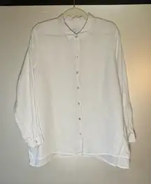 J. Jill White  100% Linen Classic button down Blouse