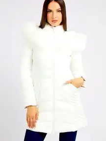 Y2k oscar de la renta down feather long puffer fox fur jacket L winter holiday