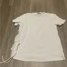 MSGM White Short Sleeve Ruched Tee