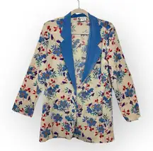 Maggie Sweet Vintage 80s Floral Blazer Blue Collar Cottagecore Statement L