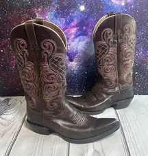 Ariat “Bright Light” Western Snip Toe Boots 10011920 Mahogany Leather Sz 8.5