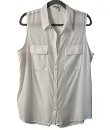 Express Sleeveless White Portofino Button Down Blouse