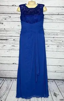 JJ’s House NWT Size US 8 Blue Floor-Length Chiffon Sheath Bridesmaid Dress Gown