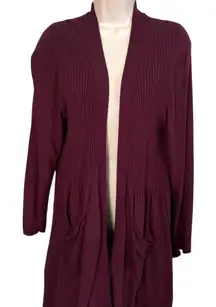 Terra & Sky Burgundy Cardigan with Side Splits 1X
