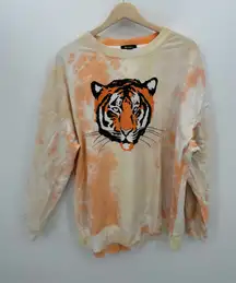 Wildfox La Tigre Roadtrip Oversized Crewneck Sweatshirt Women Large Tie Dye