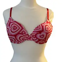 Juicy Couture Intimates Colorful Hearts Padded Bra Womens 38C Pink Red Lounge