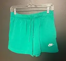 Green Athletic Shorts Elastic Waistband