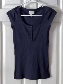 Loft Cap Sleeve Henley Top