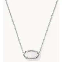 Kendra Scott Elisa Silver Pendant Necklace in Ivory Mother-of-Pearl