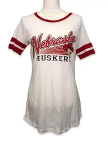 NWOT White Red Nebraska Huskers Ringer Tee Shirt Top New Gameday Cornhuskers
