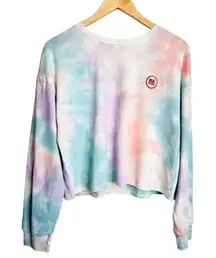 All In Favor Shirt Cropped Long Sleeve Tee Tie Dye Size Large NEW