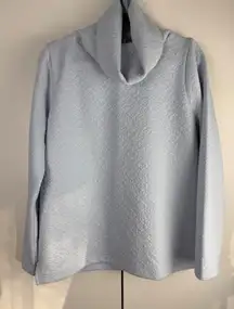 J. Crew Quilted Geometric Print Cowl Neck Sweatshirt Light Blue Women's L EST