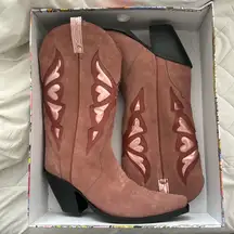 Fluttering Cowboy Boots in Blush Suede Metallic - Cowgirl Boot