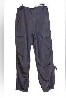 White Fox Parachute Cargo Pants Women’s Charcoal Nylon Sz XS Skater Drawstrings