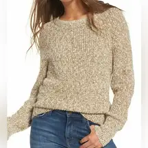 Free People Electric City Crew Neck Pullover Sweater Gold Combo Size Small