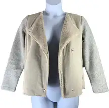 BB Dakota Size Small Cardigan Sherpa Lined Faux Suede Body Snap Front