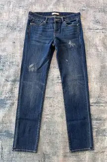 Uniqlo Blue Distressed Slim Fit Tapered Leg Denim Jeans Size 27 x 33
