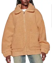 I Am Gia Pixie Tan Oversized Teddy Sherpa Bomber Coat size Small $99