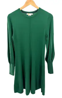 Boden Emerald Green Long Sleeve Sweater Dress Puffed Sleeve Knit Women US 6R