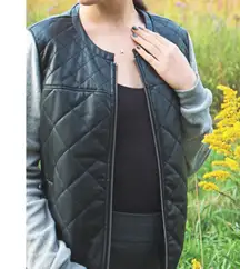 C&C California Faux Leather Moto Jacket Fuzzy Fleece Sleeves Edgy Colorblock XS