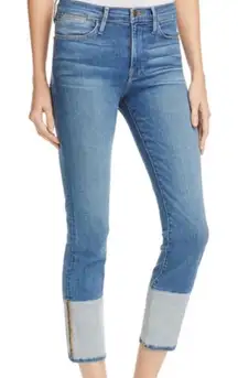 Frame Denim Le Crop Mini Boot Reverse Cuff Jeans Clifton Wash sz 24 NWOT