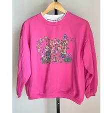 Vintage Basic Editions Pink Bird Birdhouse Crewneck
