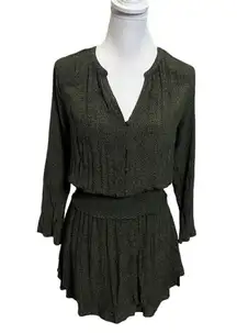 RAILS Jasmine Dress Olive Speckled V Neck Mini Smocked Waist Women’s Small