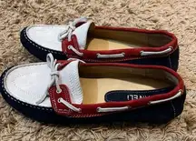 Vaneli red white and blue driving loafers EUC sz 9