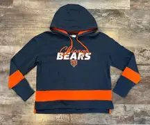 Chicago Bears NFL Women’s Cropped Navy Blue and Orange Hoodie Size Large