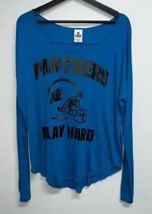 Victoria Secret PINK NFL Carolina Panthers Long Sleeve Shirt Top Size L Blue