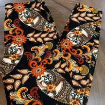 Black and Orange Paisley Leggings