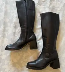 ‼️SOLD‼️ Vintage | 90s square toe Black Leather Boots