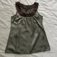 Vintage Y2K Brown and green dot print BCX blouse size medium