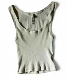 SKIMS Tank Top Ribbed Scoop Neck Sleeveless Neutral Beige Casual Top