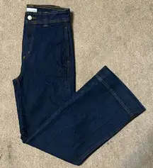 Loft Navy Blue Wide Leg Jeans Size 00/24 Petite
