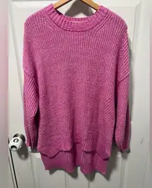 American Eagle Sweater Women’s M Long Pink Oversized Tunic Hi Lo Hem Slouchy