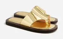 J.Crew Toe-ring slide sandals in metallic gold leather CA053 size‎ 8