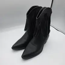 Women's Fringe Boots Western Cowgirl Cowboy Concert Rodeo Size 6 Black Man Made
