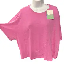 JoyLab Womens Large Pink Short‎ Sleeve Cropped T-Shirt Open Back Boxy Fit