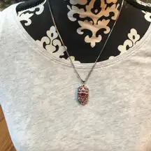 Vintage Lab-created Ruby Pendant Silver Necklace