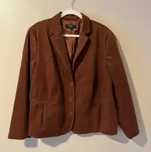 Talbots Blazer 18W Corduroy Brown Rust Work Career 70s Retro Business Boho Prep