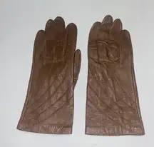 Saddlebred Women's Vintage Tan Brown Genuine Leather Embroidered Gloves Size 8