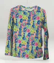 NWT IBKUL Crew Neck Top Long Sleeve Small Womens Hot Pink Golf Pickleball UPF 50