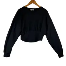 Good American Black Corset Waist Cropped Sweatshirt Women Size 5