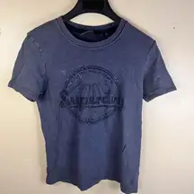 Superdry Womens Sparkle Logo Black Gray Tee Size 6 Casual Travel