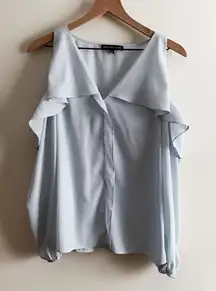Saks Fifth Avenue Cut Off Shoulder Ruffle Top Size S