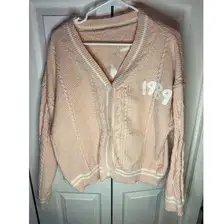 Taylor Swift 1989 Women's Pink Cardigan Sweater M Long Sleeve Casual